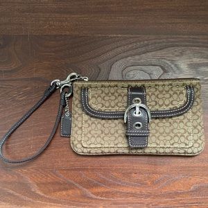 Coach Brown Canvas Wristlet